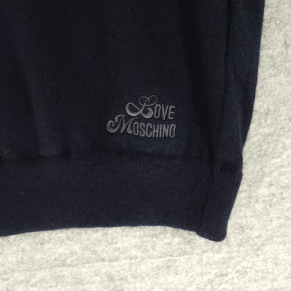 Love Moschino Sweater Bow Mini Dress In Navy - Picture 2 of 9